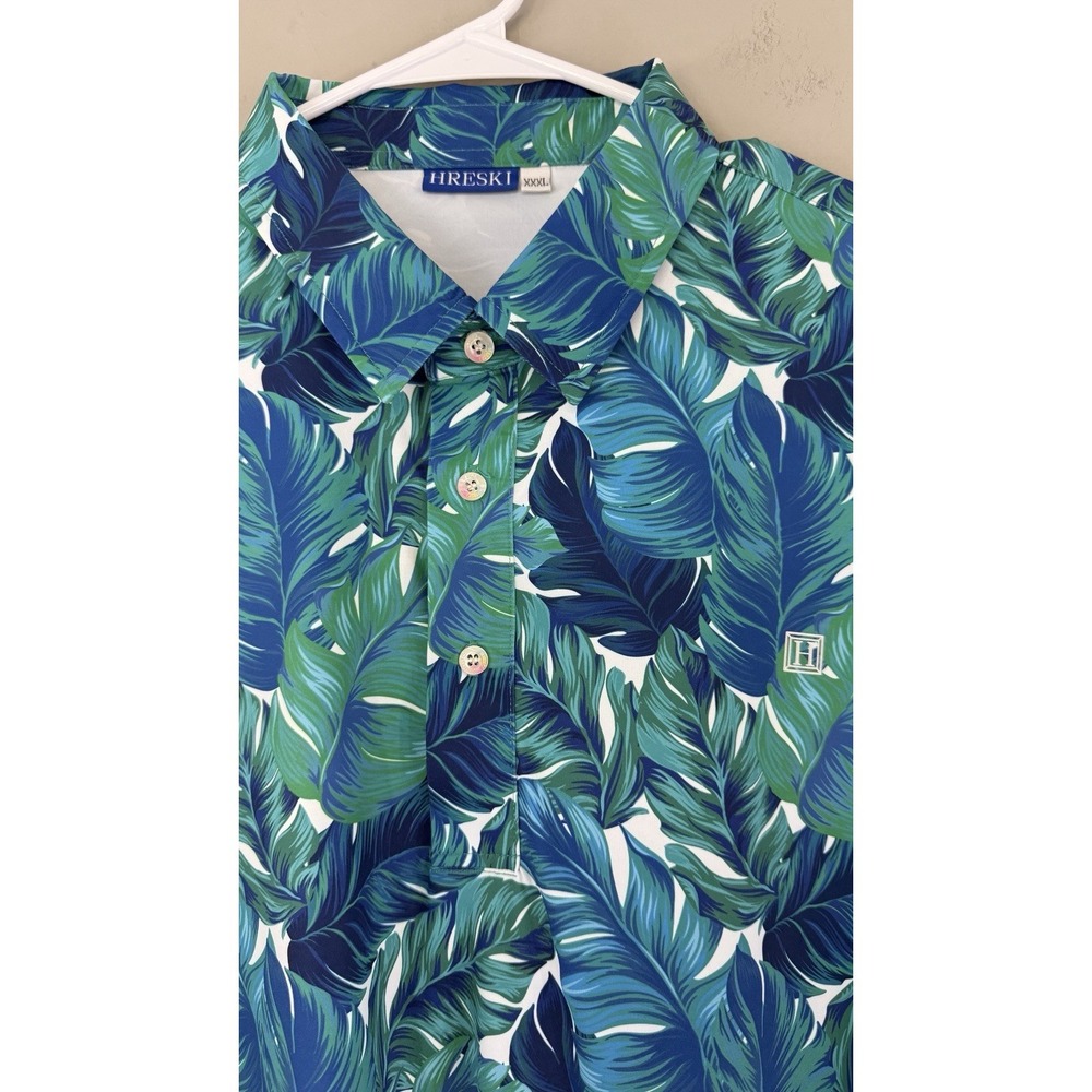 HRESKI Golf Performance Polo Shirt Men's 3XL Floral Hawaiian Tropical